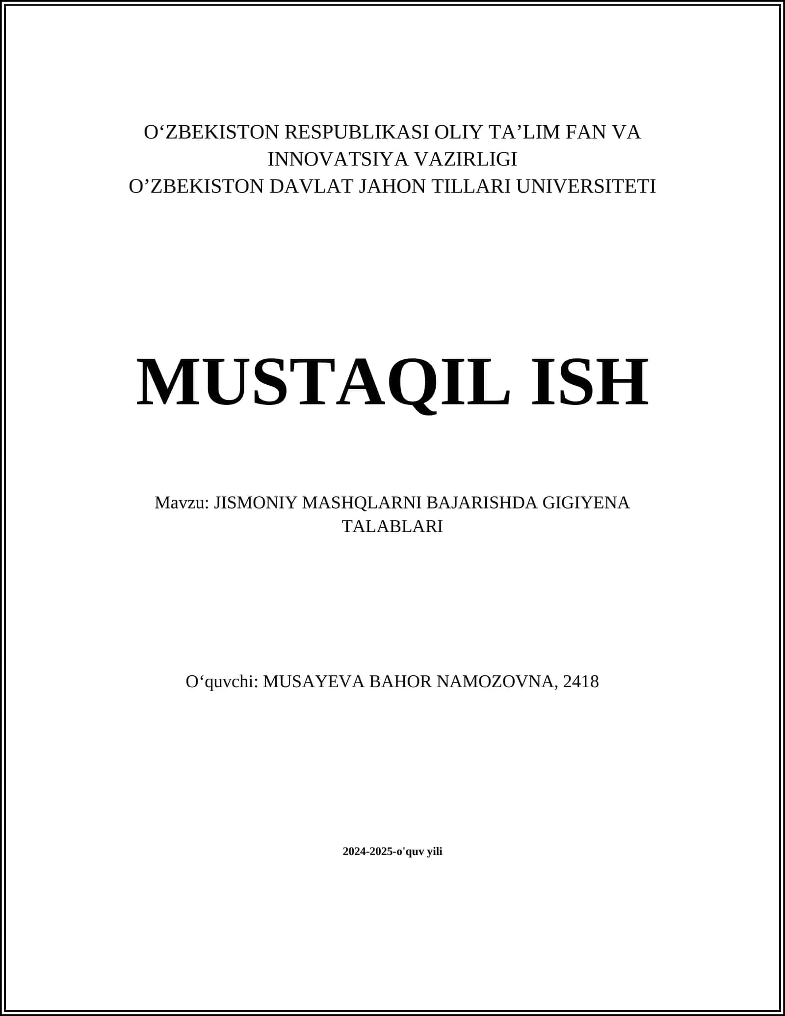 Jismoniy mashqlar uchun mos kiyim-kechak