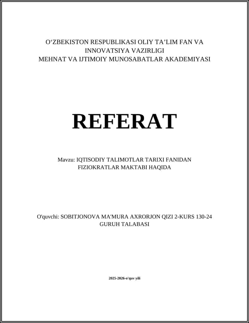 Fiziokratlar maktabi