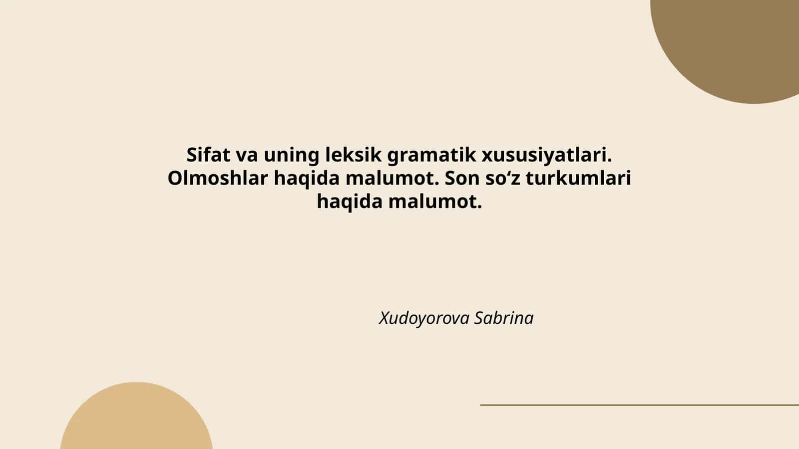 Sifat va uning leksik gramatik xususiyatlari