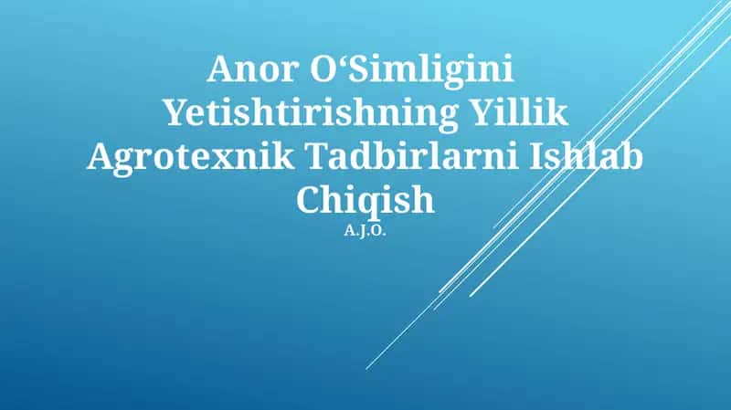 Agrotexnik Tadbirlarni Ishlab Chiqish