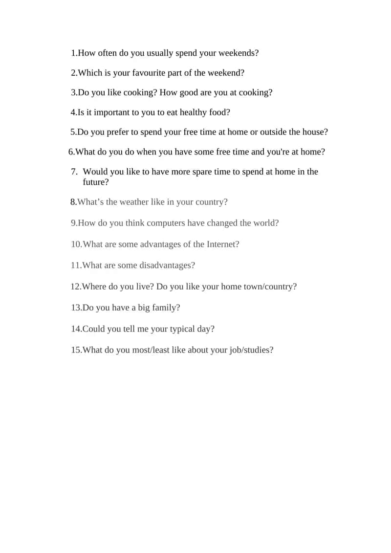 Weekend Activities Survey