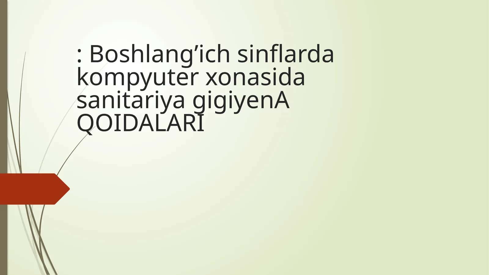 Boshlang’ich sinflarda kompyuter xonasida sanitariya gigiyenA QOIDALARI
