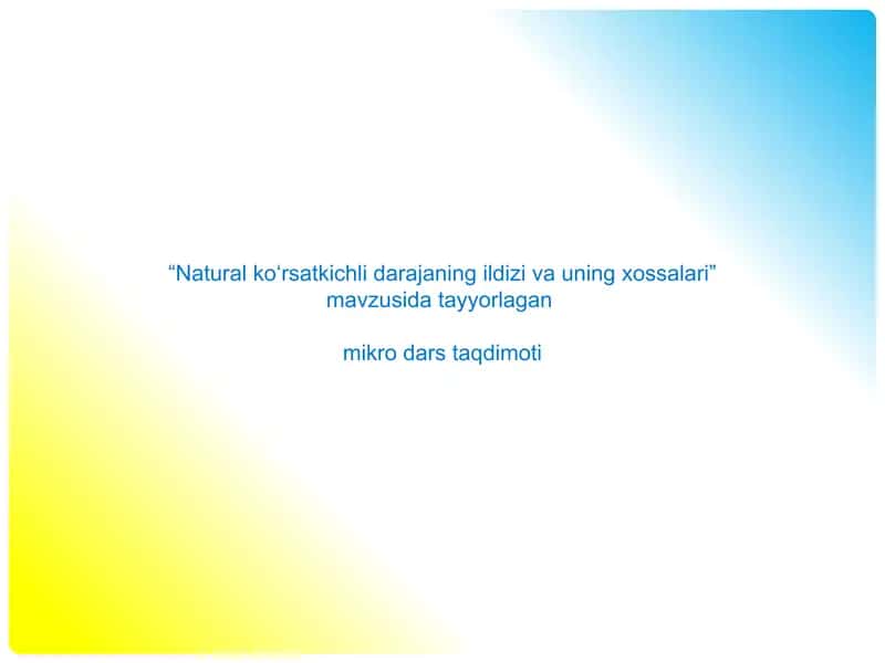 Taqdimot algebra darsi uchun