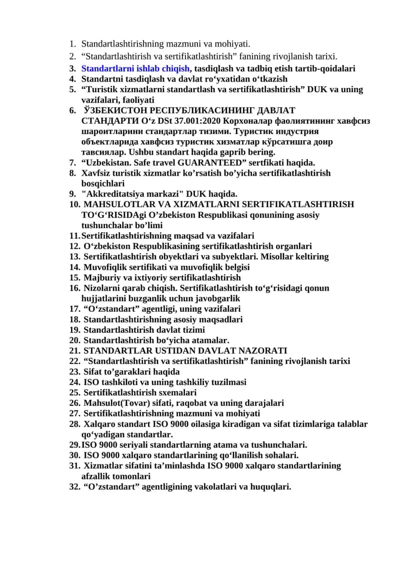 Standartlashtirish va sertifikatlashtirish