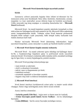 Microsoft Word dasturida hujjat tayyorlash asoslari