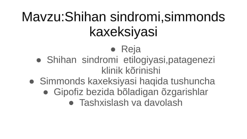 Shihan sindromi, simmonds kaxeksiyasi