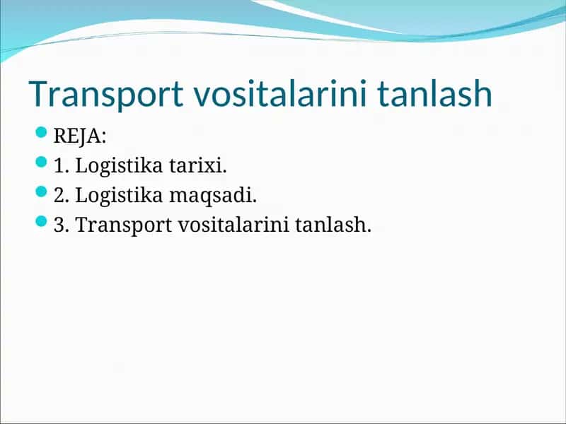 Transport vositalarini tanlash