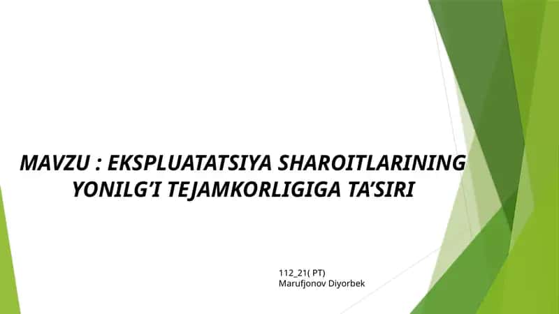 EKSPLUATATSIYA SHAROITLARI