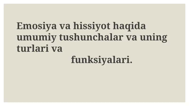 Emotsiya va Tuyg'ular