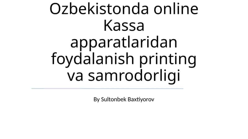 Onlayn Kassa Apparatlari Uzbekistan Bozorida
