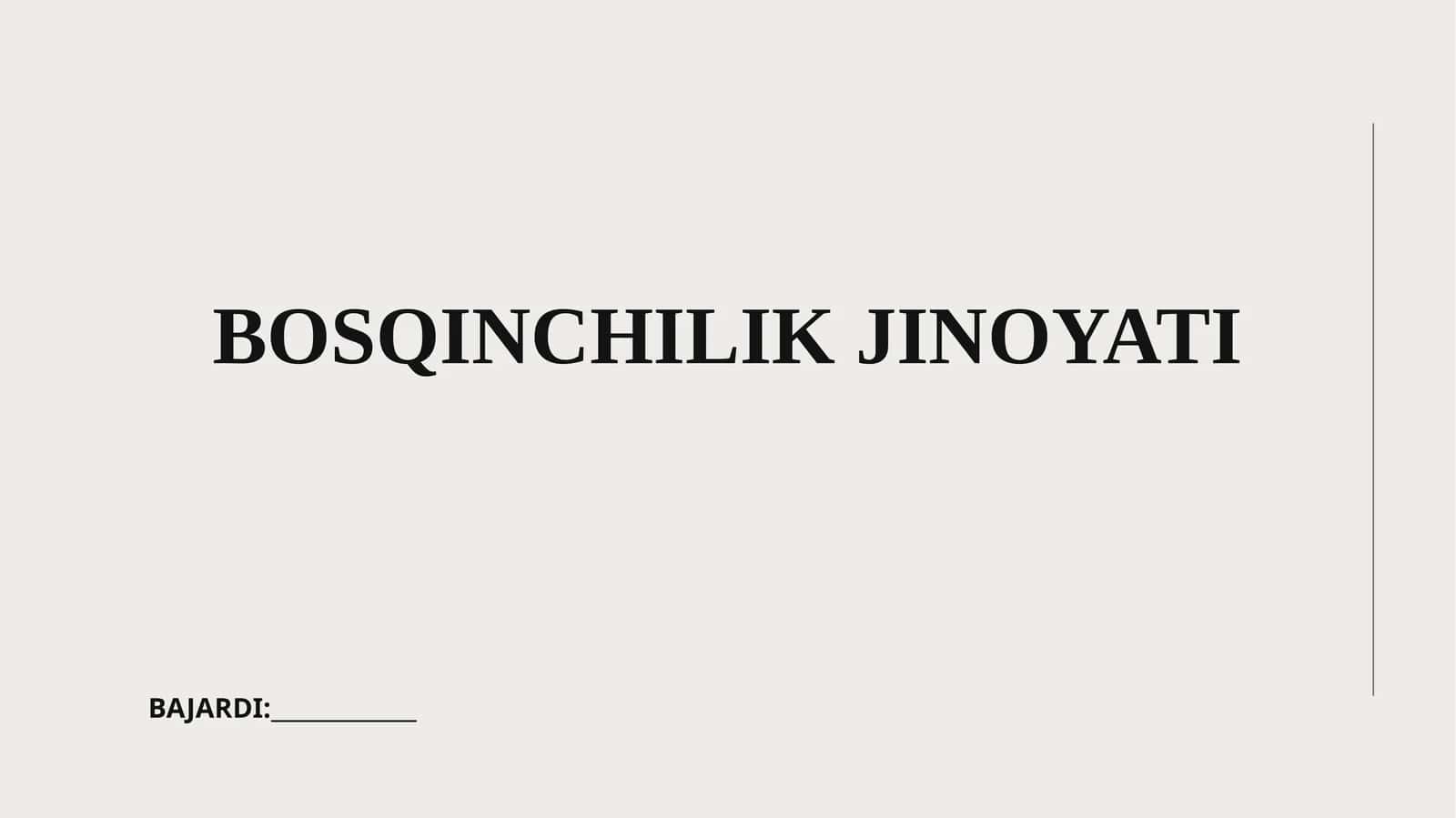 BOSQINCHILIK JINOYATI