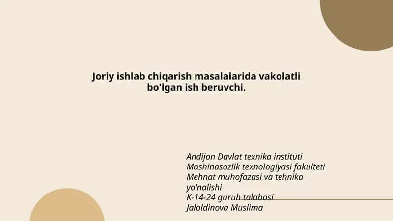 Mehnat muhofazasi va tehnika yo'nalishi