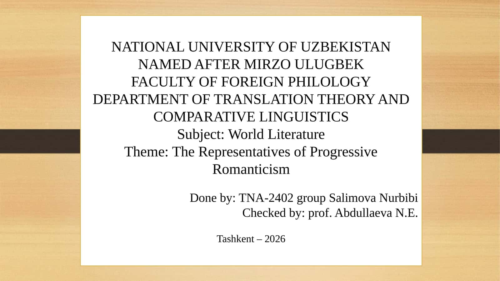 The Representatives of Progressive Romanticism