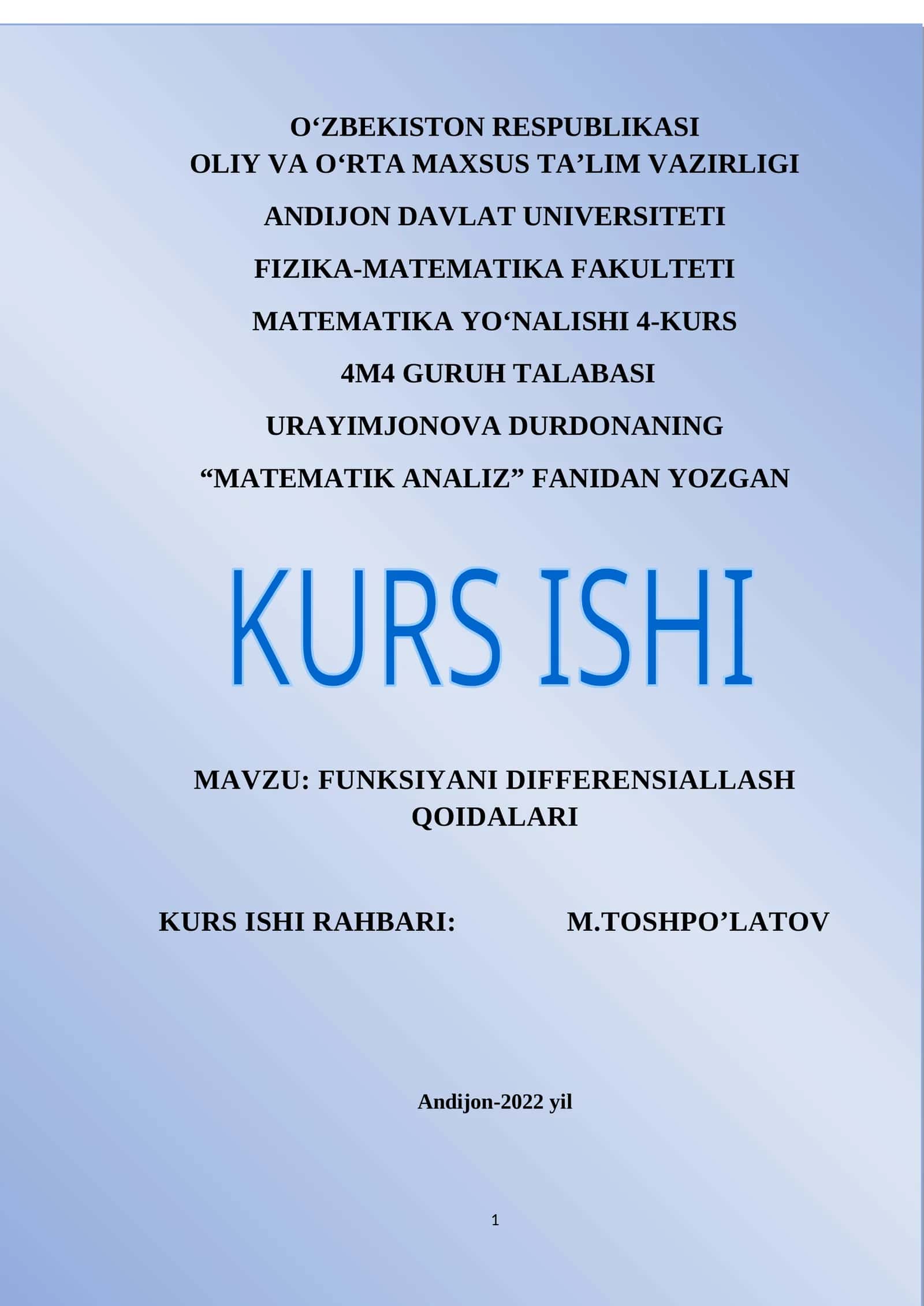MATEMATIK ANALIZ
