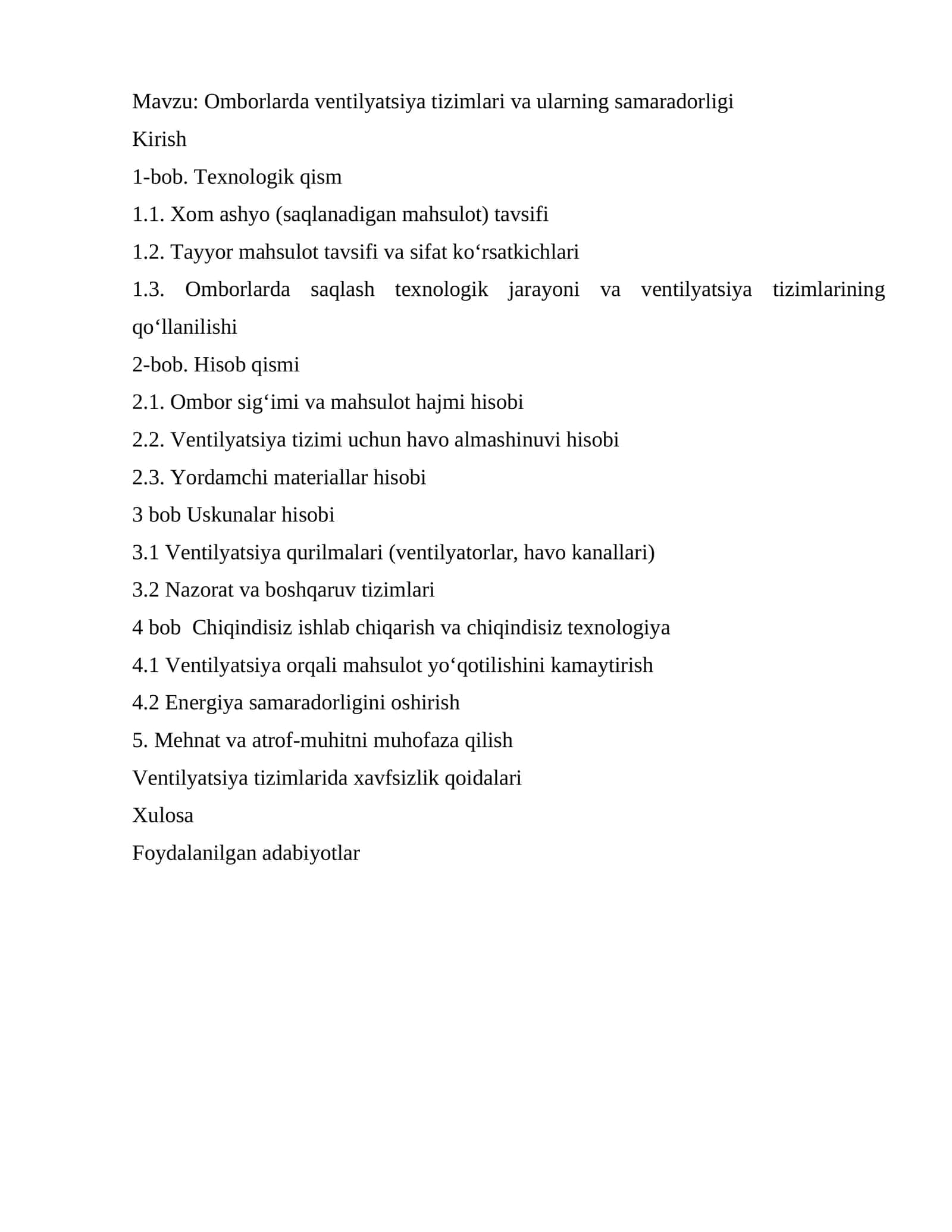 Omborlarda ventilyatsiya tizimlari va ularning samaradorligi