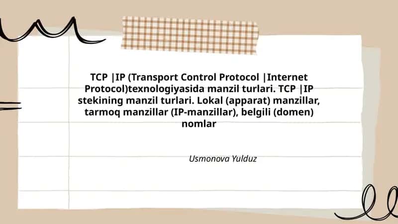 TCP |IP (Transport Control Protocol |Internet Protocol) manzil turlari