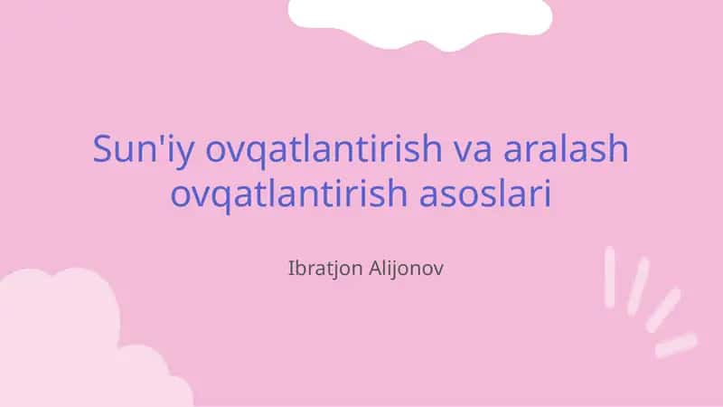Sun'iy ovqatlantirish va aralash ovqatlantirish asoslari
