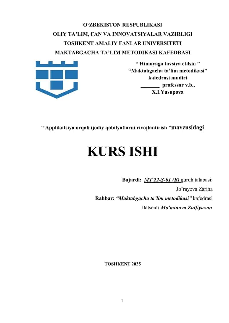 Applikatsiya orqali ijodiy qobilyatlarni rivojlantirish