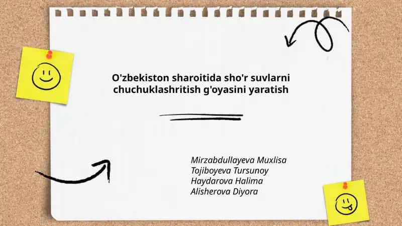 O'zbekiston sharoitida sho'r suvlarni chuchuklashtirish texnologiyalari