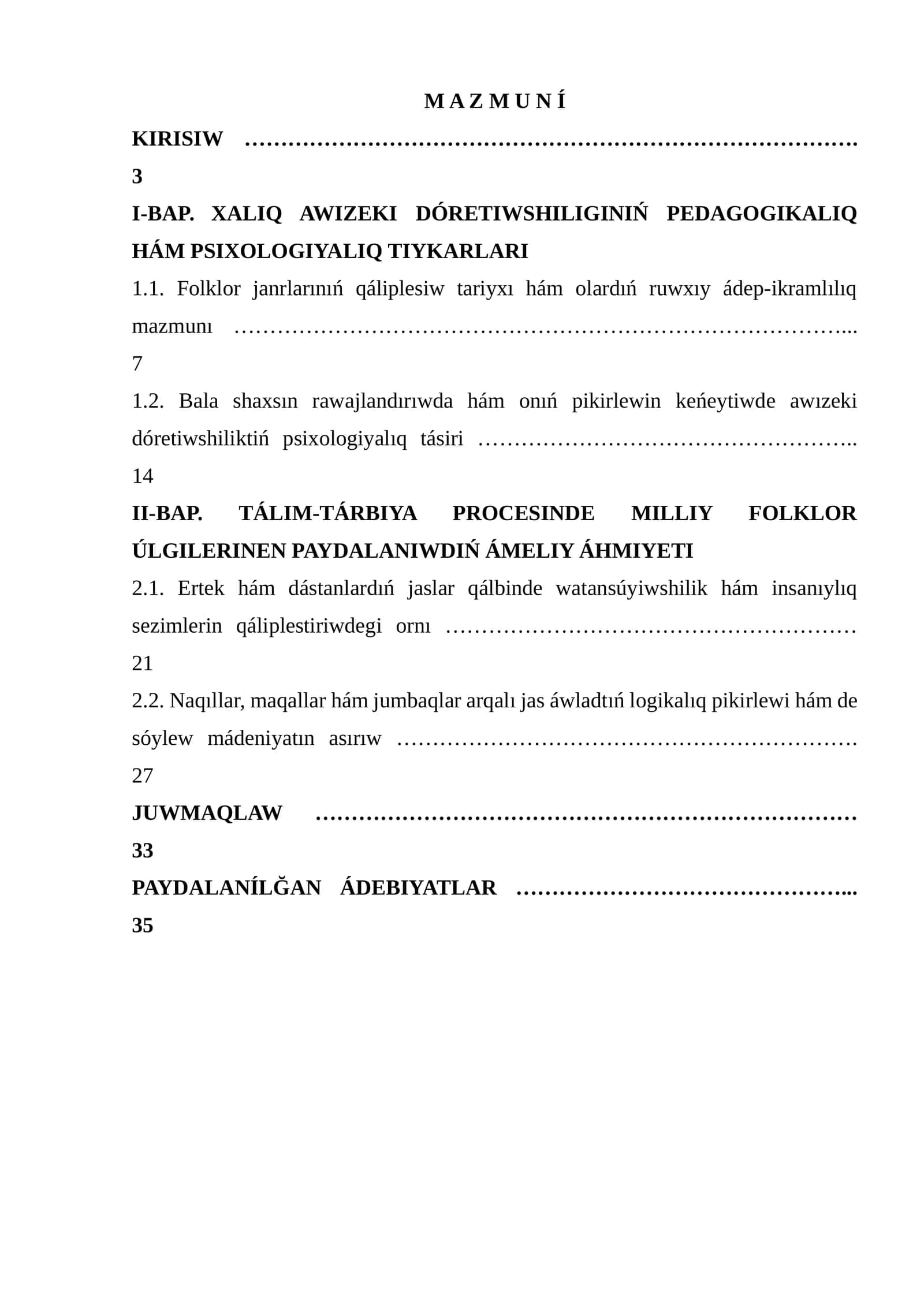 Jas áwlád mánáwiy tárbiyasında xalıq awızsha dόretpeleri dúrdanalarınıń ornı