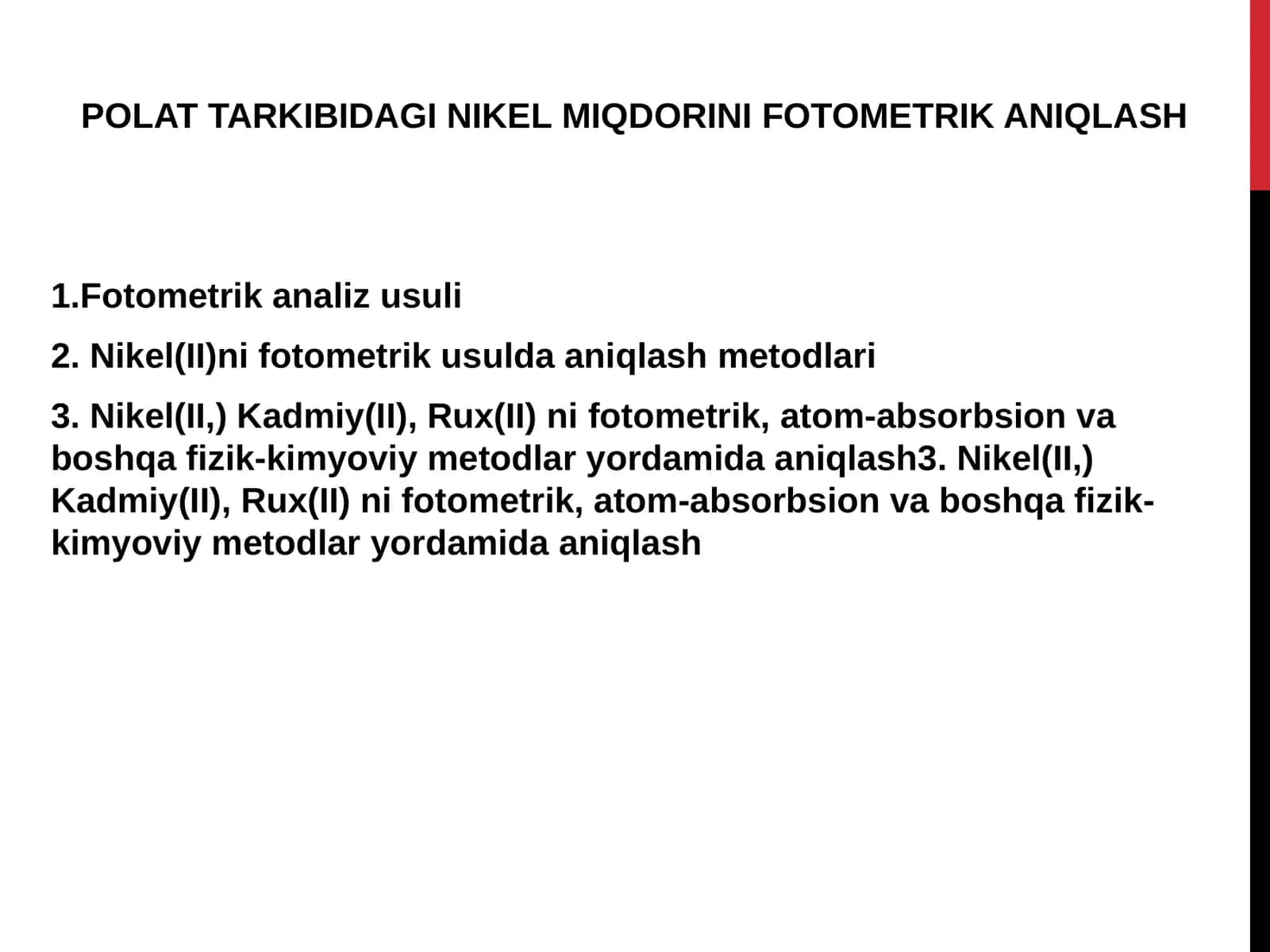 POLAT TARKIBIDAGI NIKEL MIQDORINI FOTOMETRIK ANIQLASH