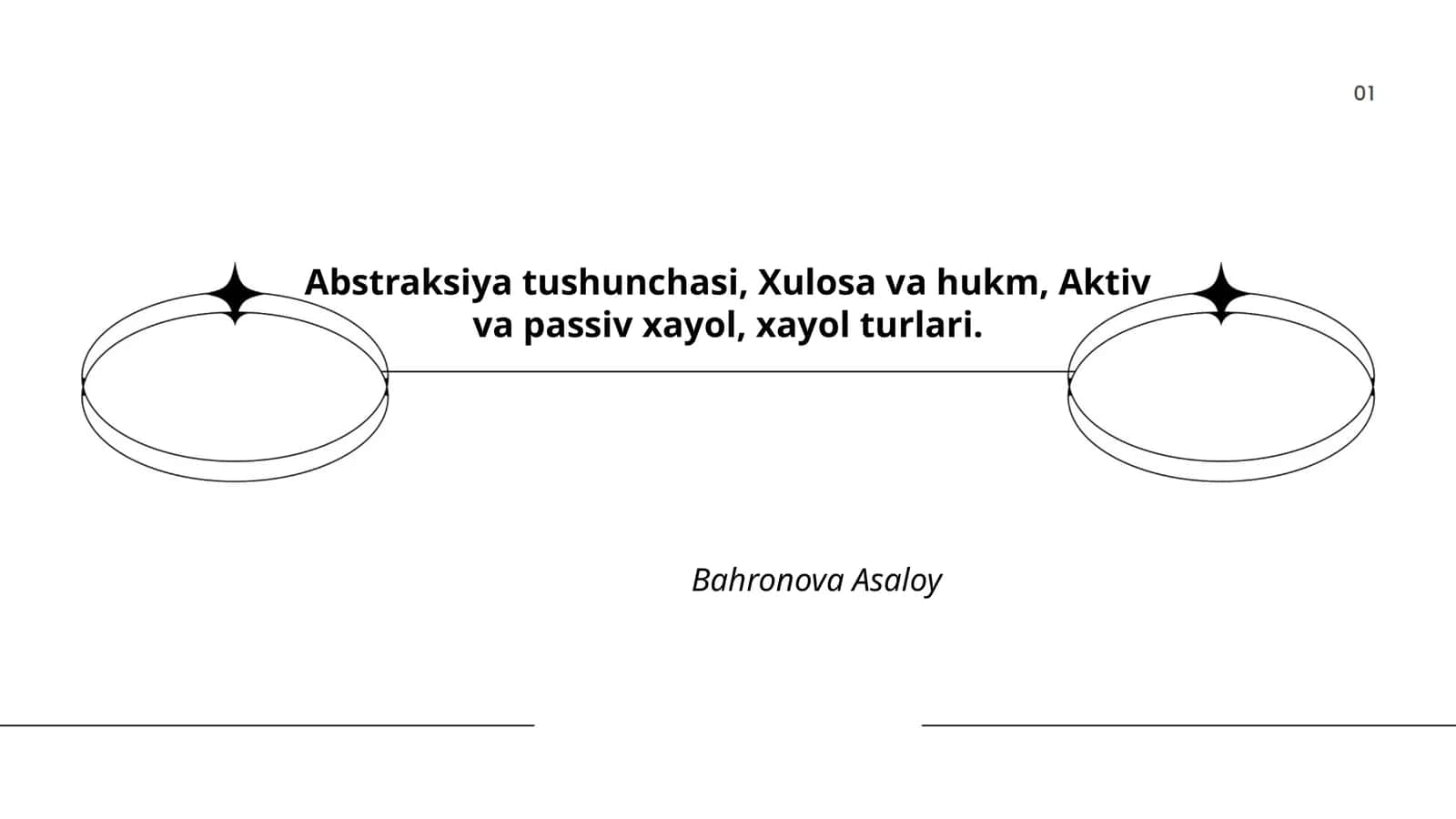Abstraksiya tushunchasi, Xulosa va hukm, Aktiv va passiv xayol, xayol turlari. Bahronova Asaloy