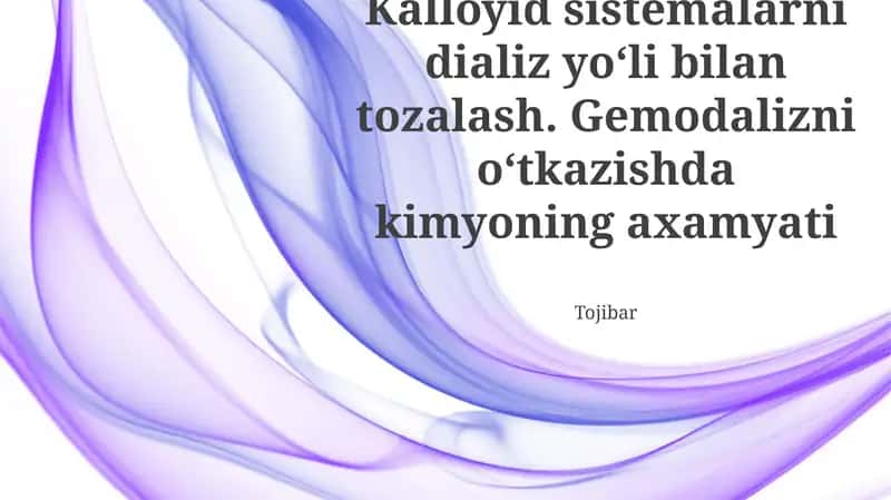 Gemodiyalizni Amalga Oshirishda Kimyoning Ahamiyati