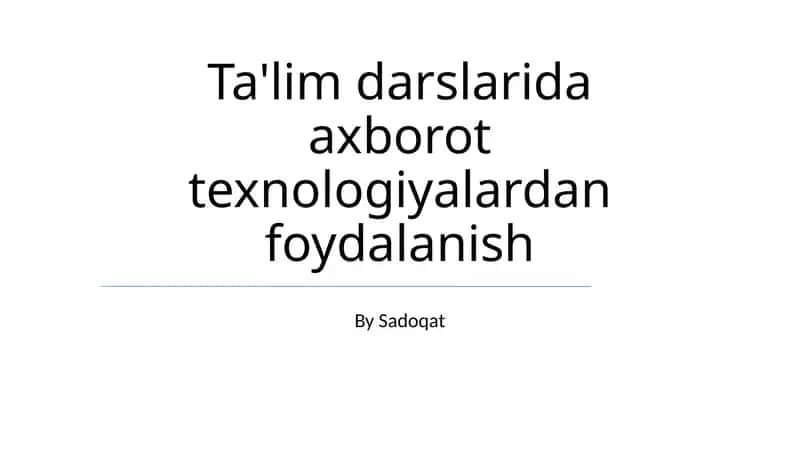 Texnologiya integratsiyasi ta'lim darslarida