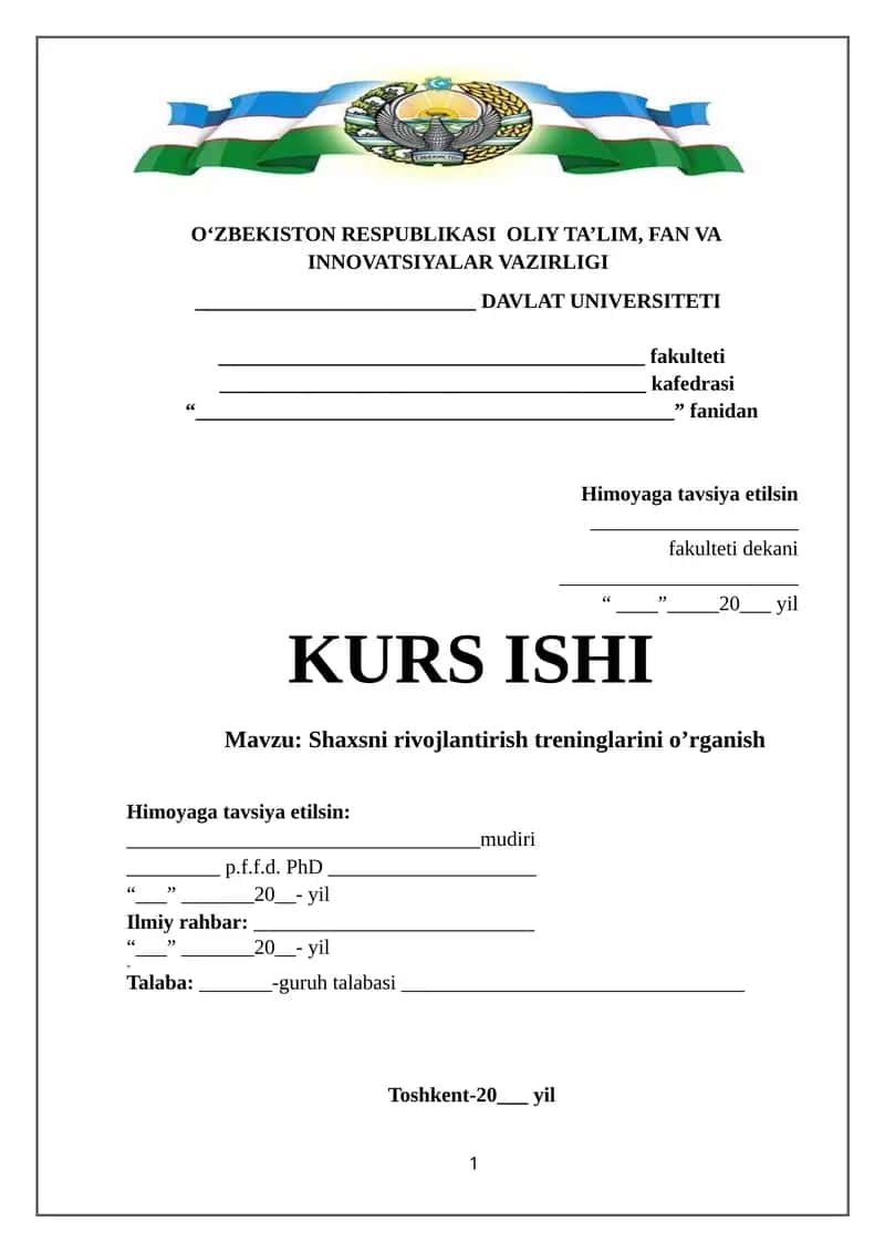 Shaxsni rivojlantirish treninglarini o’rganish