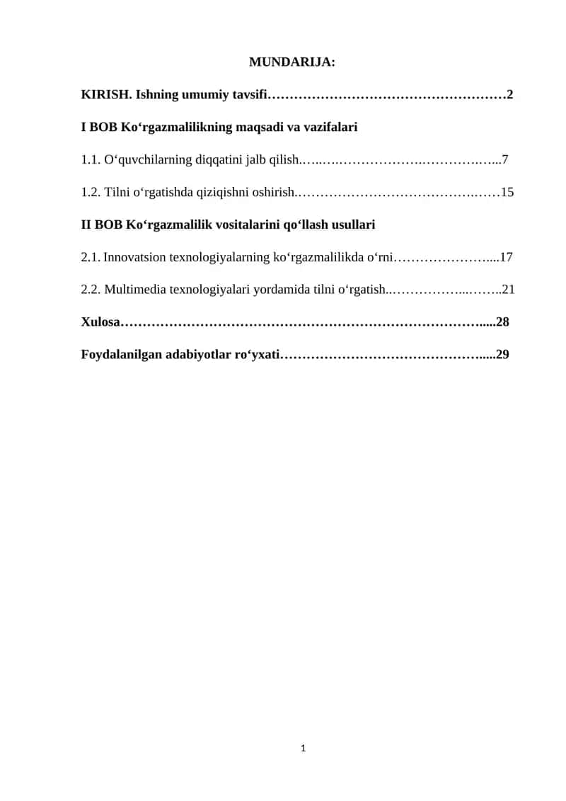 Til ta'limida ko'rgazmalilikning o'rni
