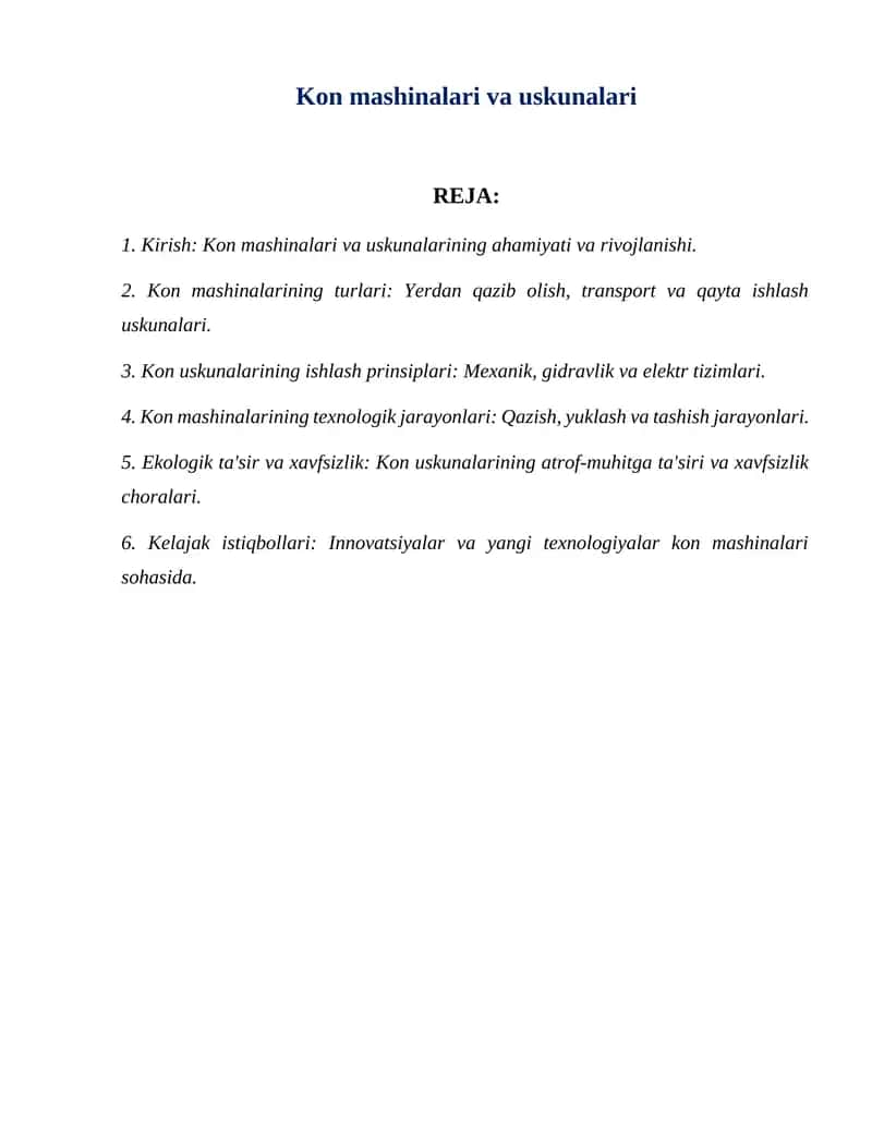 Kon mashinalari va uskunalari