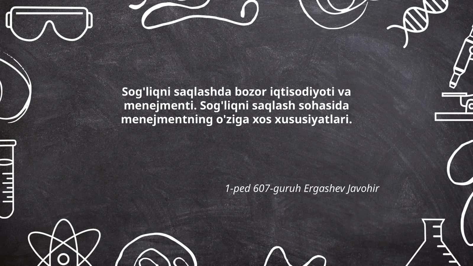 Sog'liqni saqlashda bozor iqtisodiyoti va menejmenti