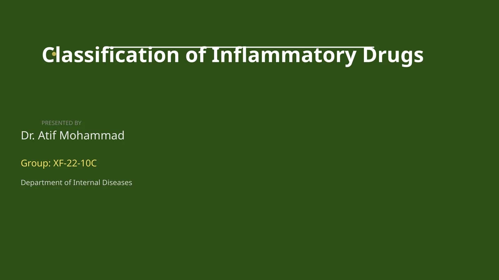 Classification of Inflammatory Drugs