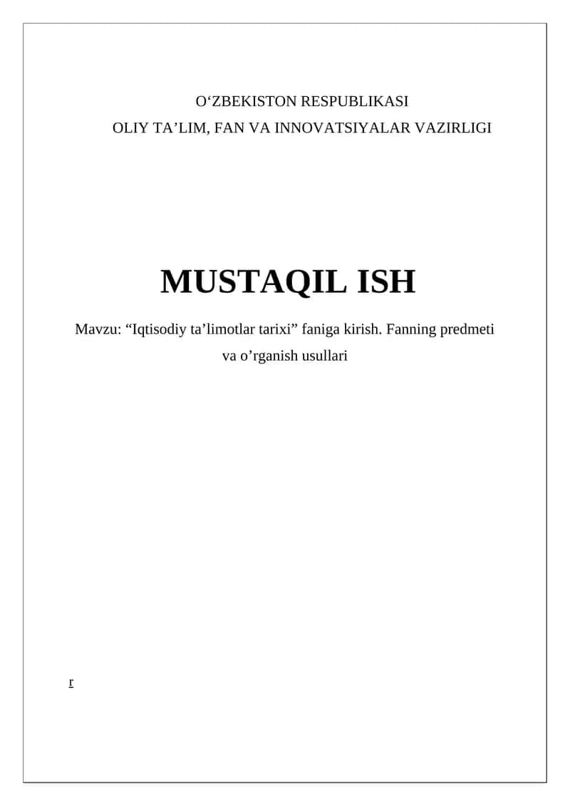 Iqtisodiy ta'limotlar tarixi