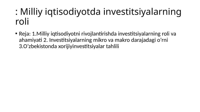 HX Investitsiyalarning Roli