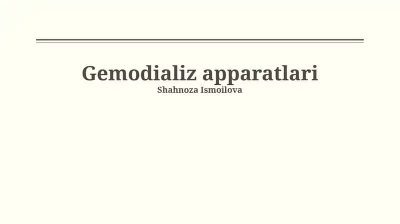 Gemodializ apparatlari