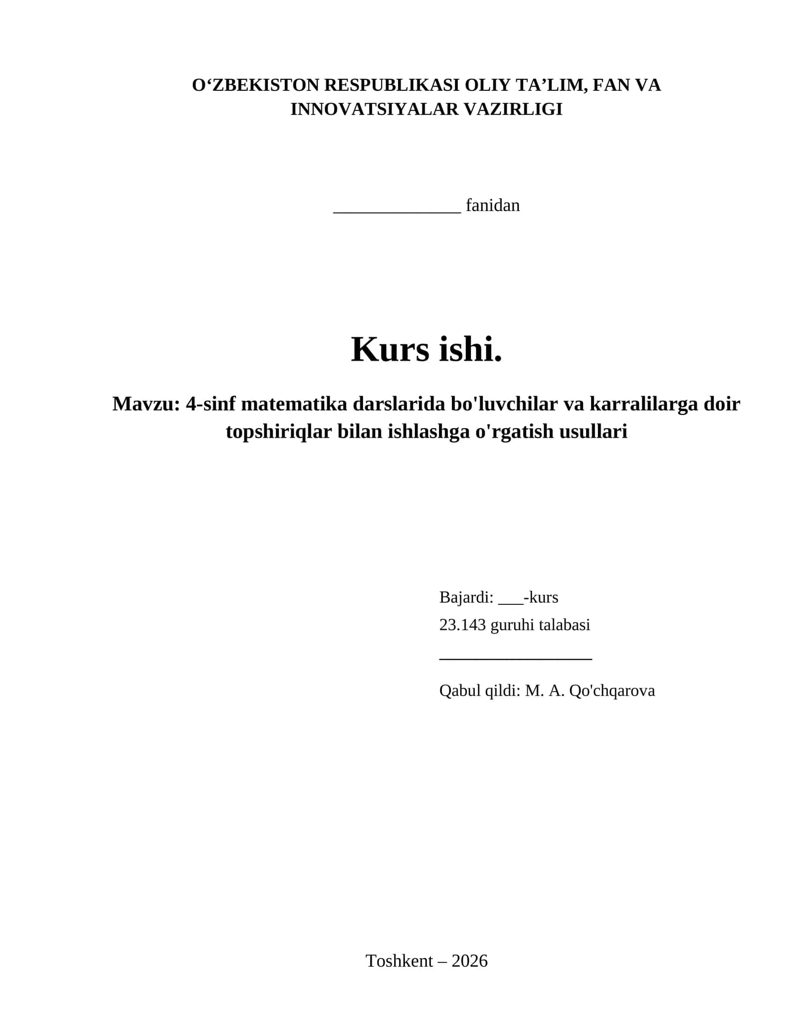 4-sinf matematika darslarida bo'luvchilar va karralilarga doir topshiriqlar bilan ishlashga o'rgatish usullari