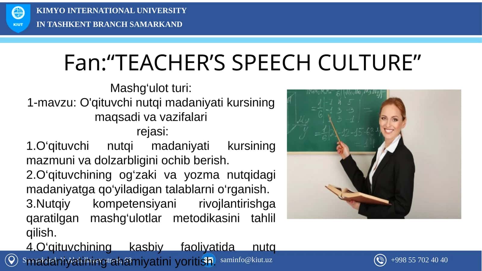 O'qituvchi Nutqi Madaniyati Kursi