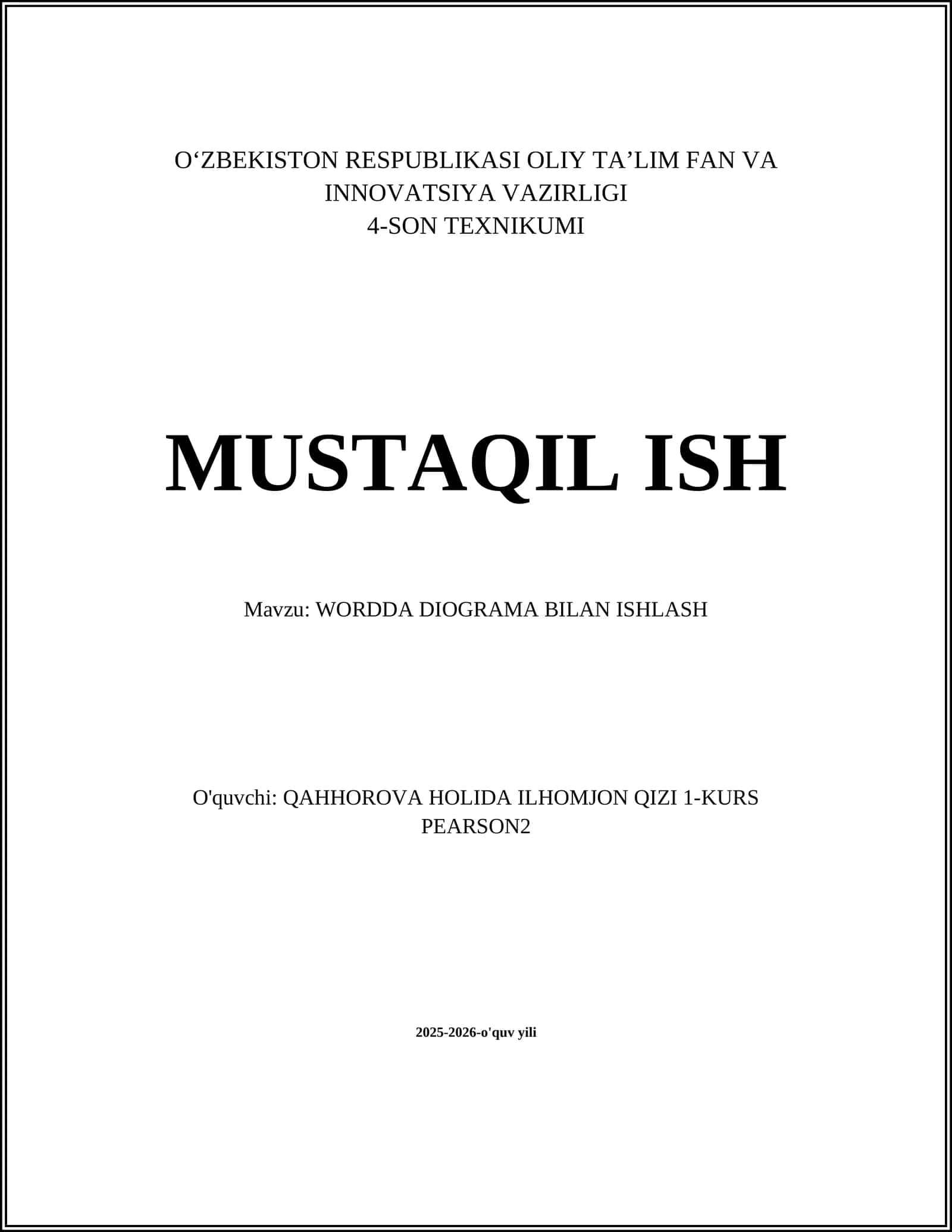 WORDDA DIOGRAMA BILAN ISHLASH