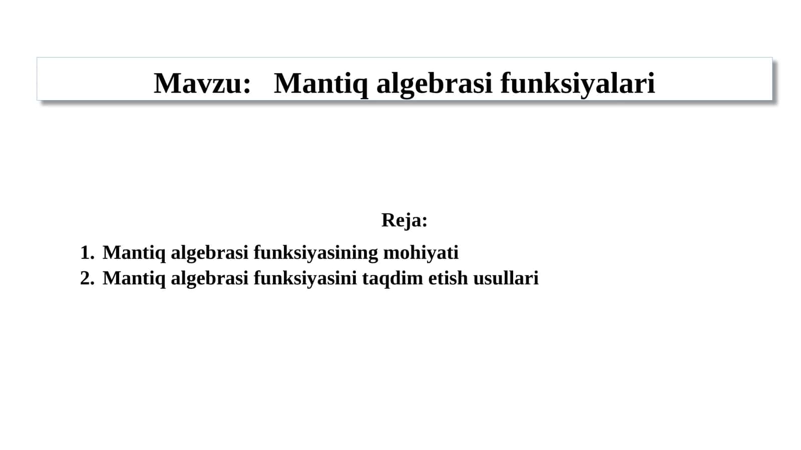 Mantiq algebrasi funksiyalari