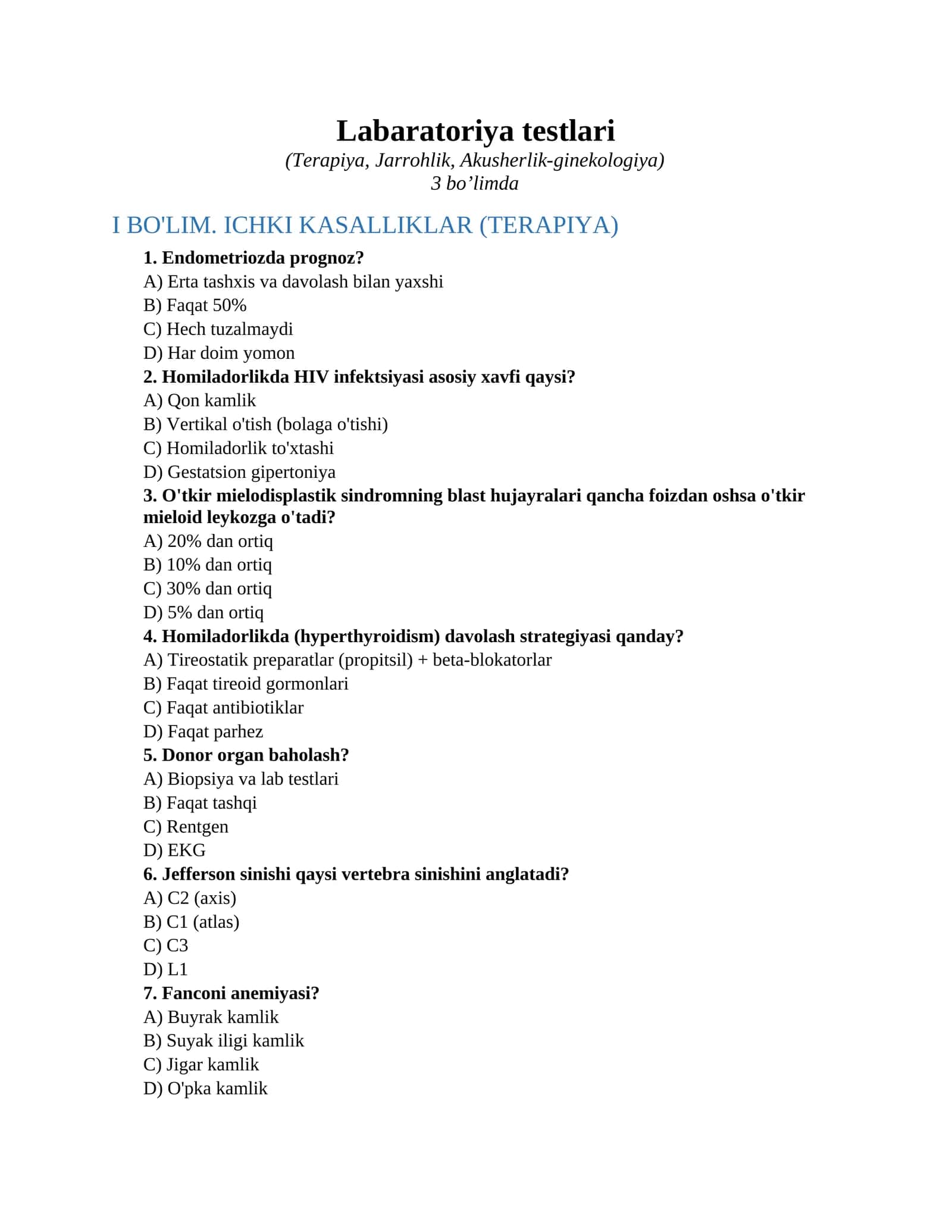 Labaratoriya testlari