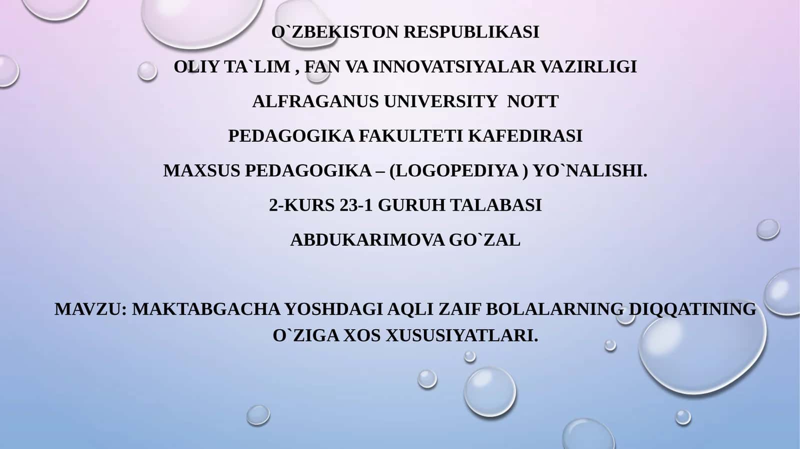Maxsuspedagogika– (logopediya)yo`nalishi
