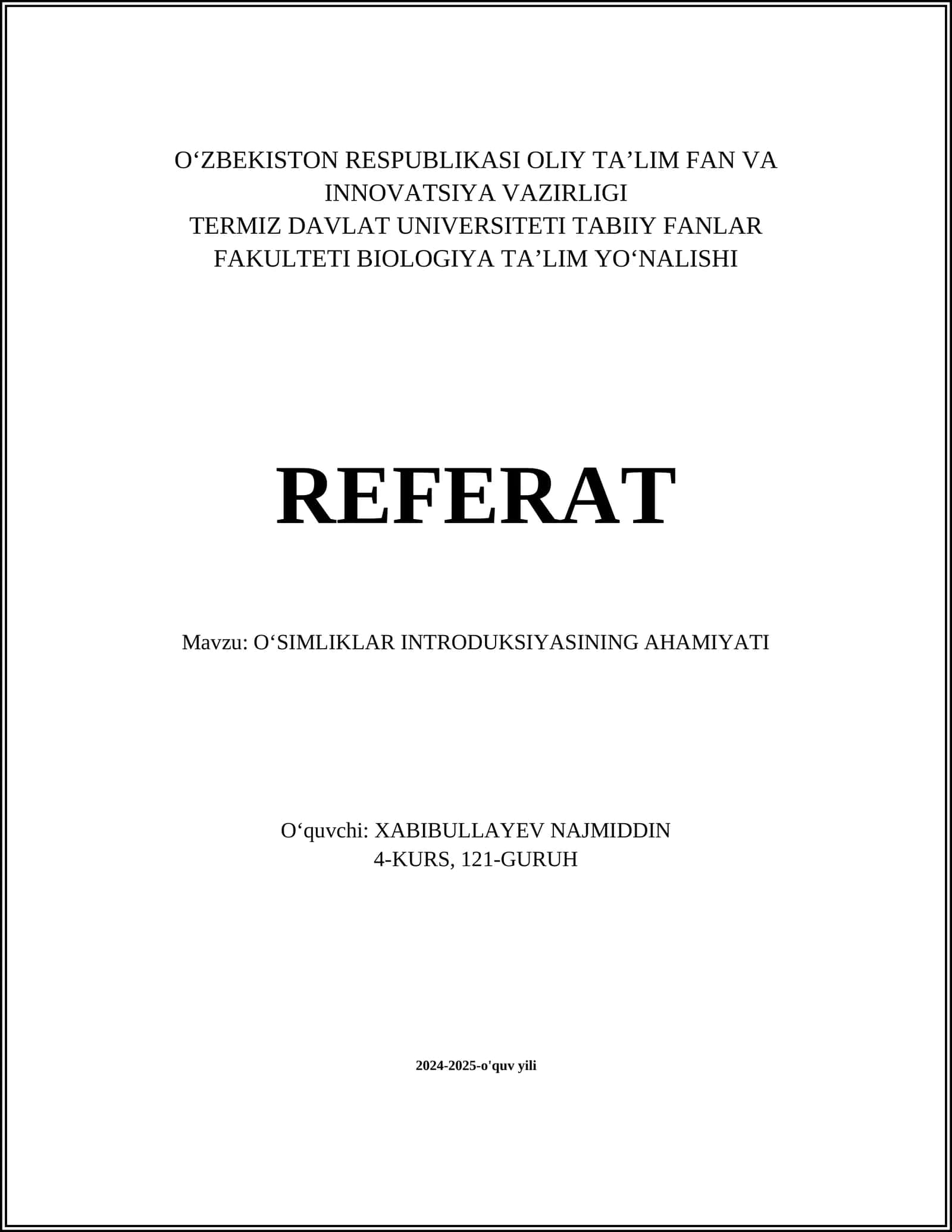 Oʻsimliklar Introduksiyasining Ahamiyati