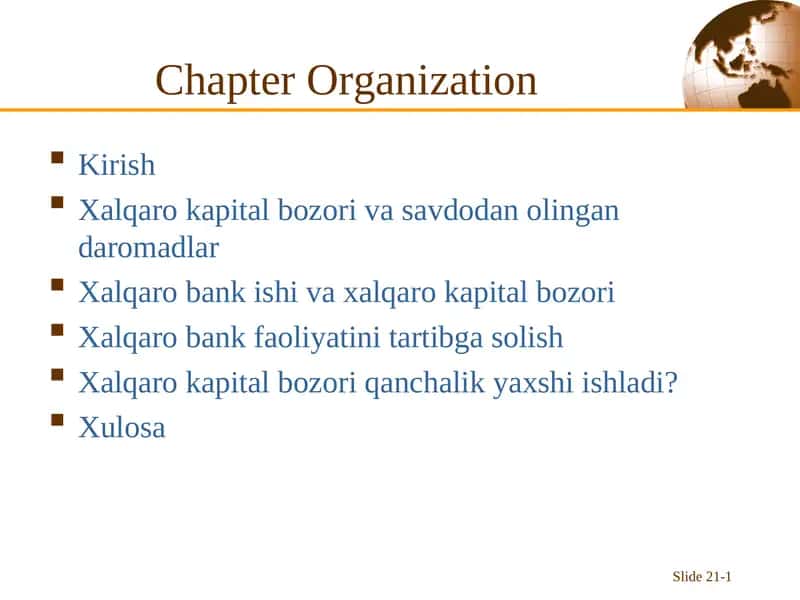 Xalqaro kapital bozori va savdodan olingan daromadlar