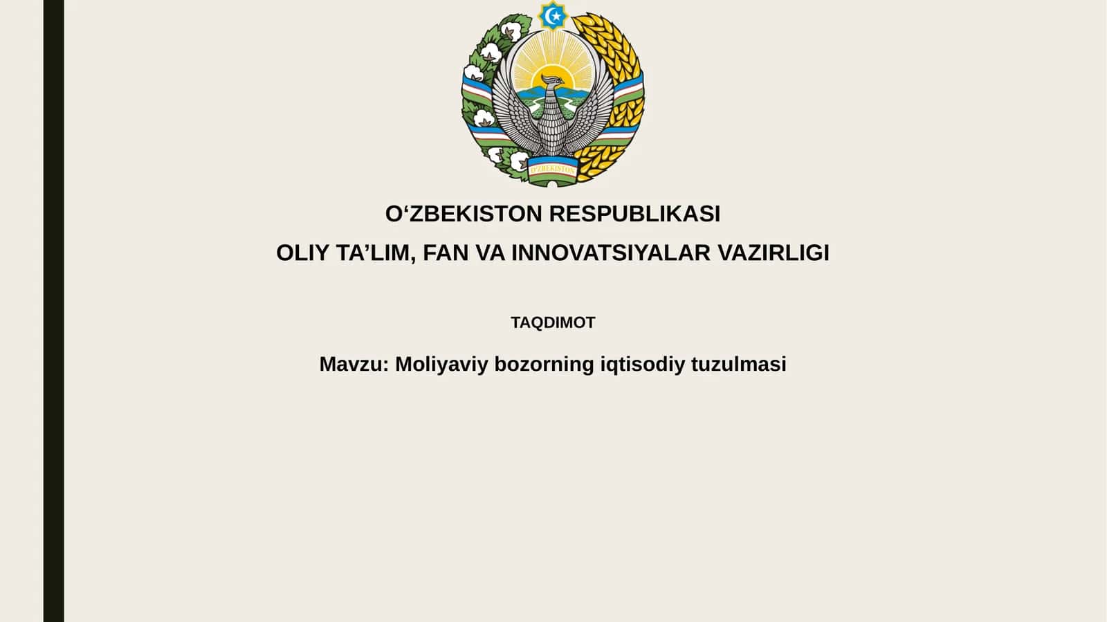Moliyaviy bozorning iqtisodiy tuzilmasi