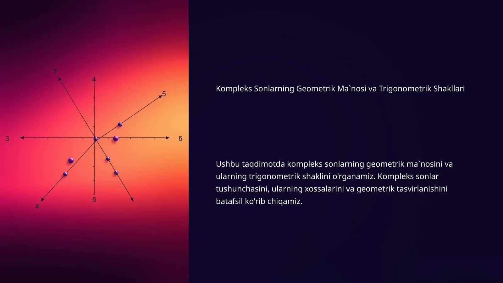 Kompleks Sonlarning Geometrik Ma`nosi va Trigonometrik Shakllari
