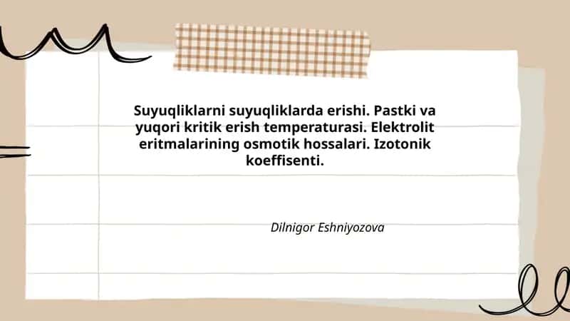 Suyuqliklarni suyuqliklarda erishi