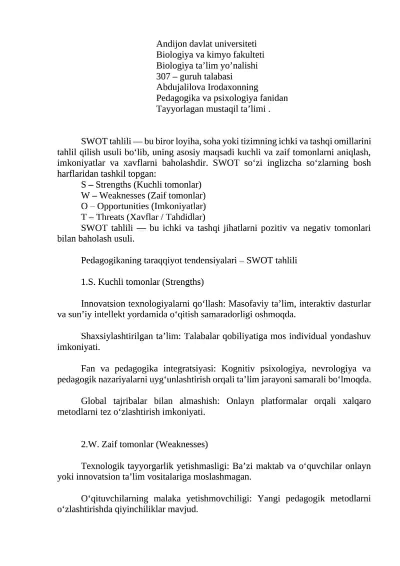 SWOT tahlili