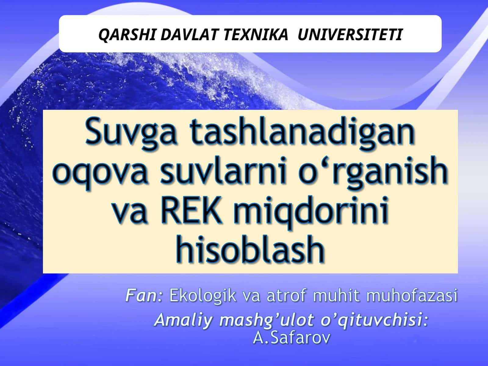 O‘rta Osiyo va O‘zbekistonda suv resuslari