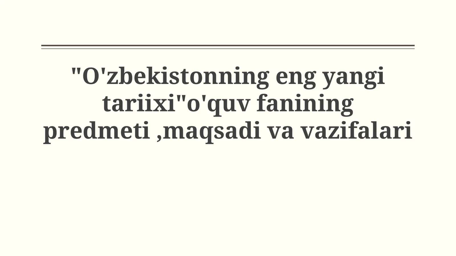 O'zbekistonning eng yangi tarixi
